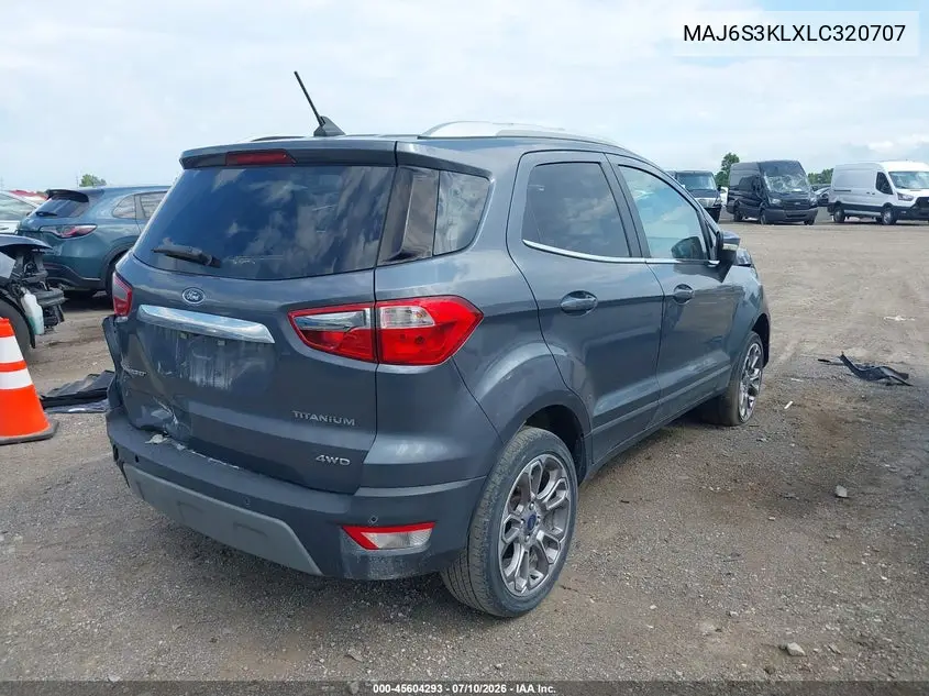 2020 Ford Ecosport Titanium VIN: MAJ6S3KLXLC320707 Lot: 45604293