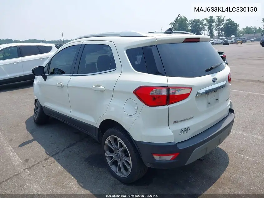 2020 Ford Ecosport Titanium VIN: MAJ6S3KL4LC330150 Lot: 45661763