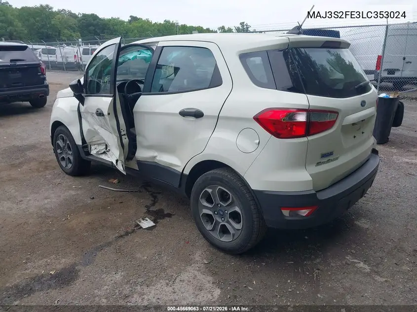 2020 Ford Ecosport S VIN: MAJ3S2FE3LC353024 Lot: 45669063