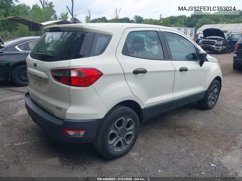 2020 Ford Ecosport S VIN: MAJ3S2FE3LC353024 Lot: 45669063