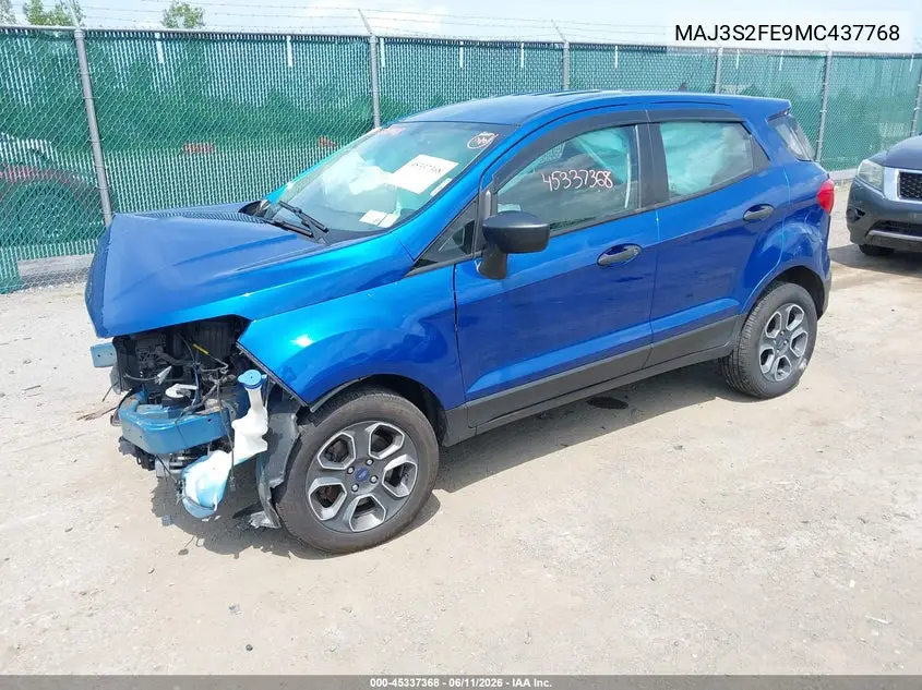 2021 Ford Ecosport S VIN: MAJ3S2FE9MC437768 Lot: 45337368