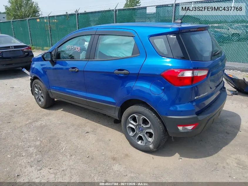 2021 Ford Ecosport S VIN: MAJ3S2FE9MC437768 Lot: 45337368