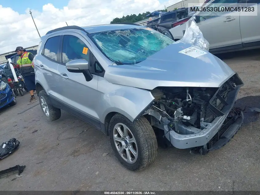 2021 Ford Ecosport Se VIN: MAJ6S3GL0MC451283 Lot: 45342330