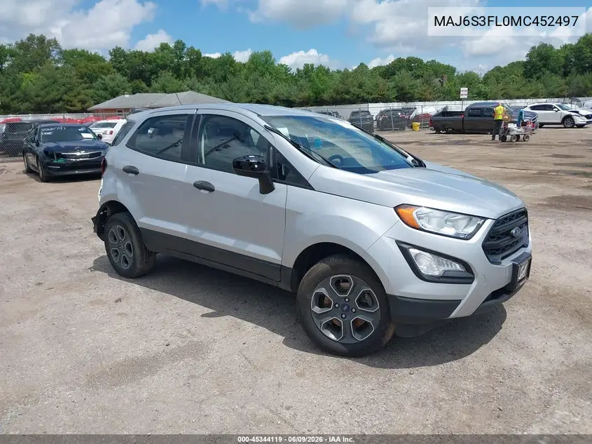 2021 Ford Ecosport S VIN: MAJ6S3FL0MC452497 Lot: 45344119