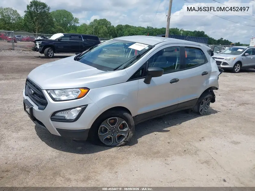 2021 Ford Ecosport S VIN: MAJ6S3FL0MC452497 Lot: 45344119