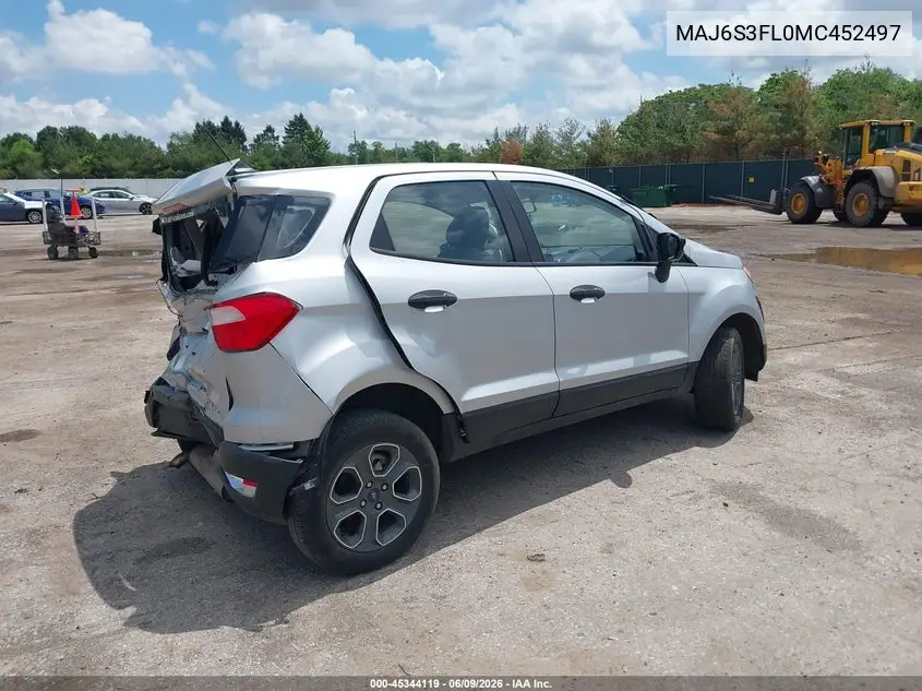 2021 Ford Ecosport S VIN: MAJ6S3FL0MC452497 Lot: 45344119
