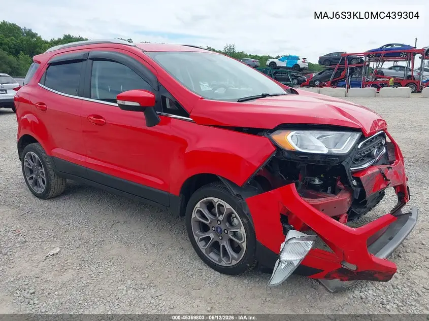2021 Ford Ecosport Titanium VIN: MAJ6S3KL0MC439304 Lot: 45369803