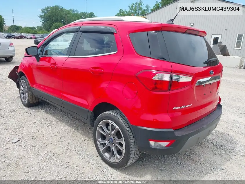 2021 Ford Ecosport Titanium VIN: MAJ6S3KL0MC439304 Lot: 45369803