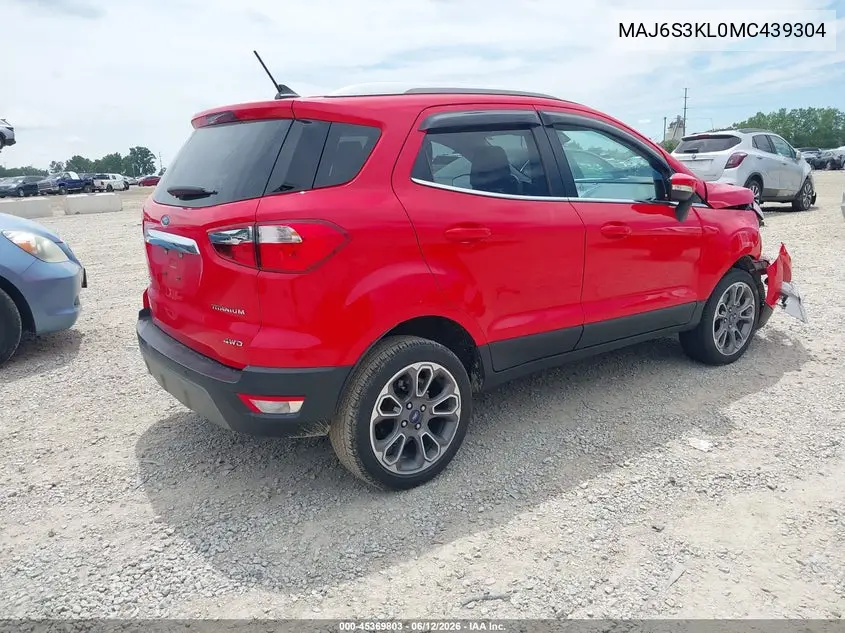 2021 Ford Ecosport Titanium VIN: MAJ6S3KL0MC439304 Lot: 45369803