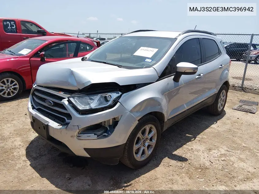 2021 Ford Ecosport Se VIN: MAJ3S2GE3MC396942 Lot: 45408291