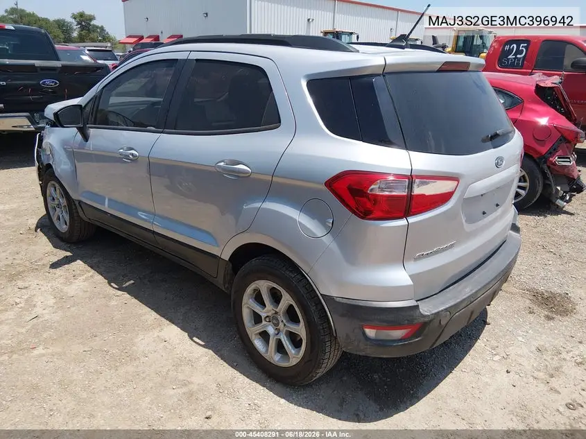 2021 Ford Ecosport Se VIN: MAJ3S2GE3MC396942 Lot: 45408291
