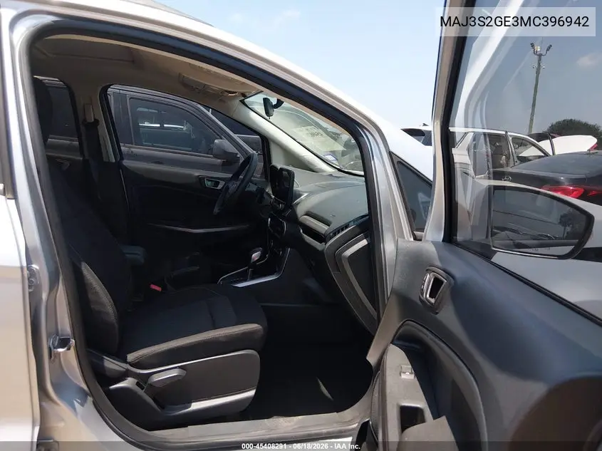 2021 Ford Ecosport Se VIN: MAJ3S2GE3MC396942 Lot: 45408291