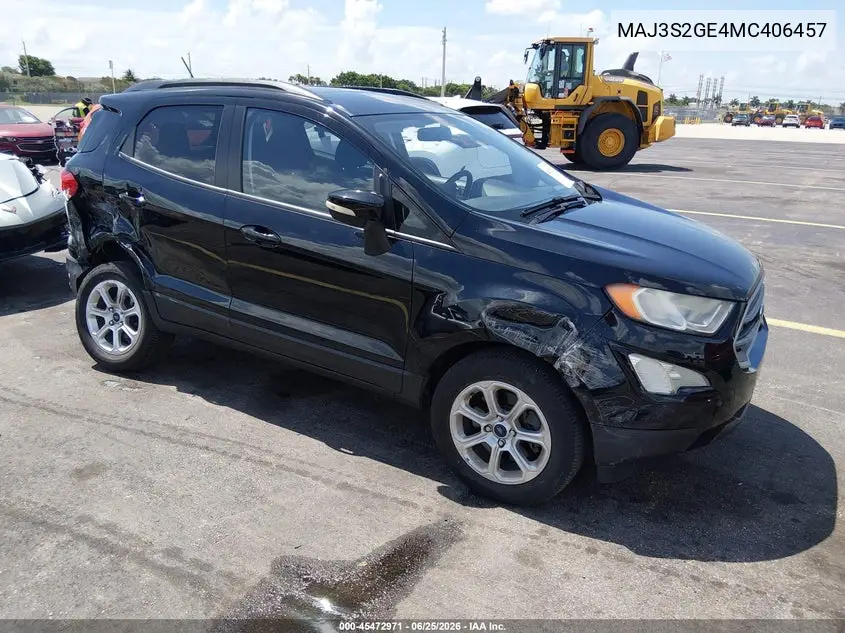 2021 Ford Ecosport Se VIN: MAJ3S2GE4MC406457 Lot: 45472971