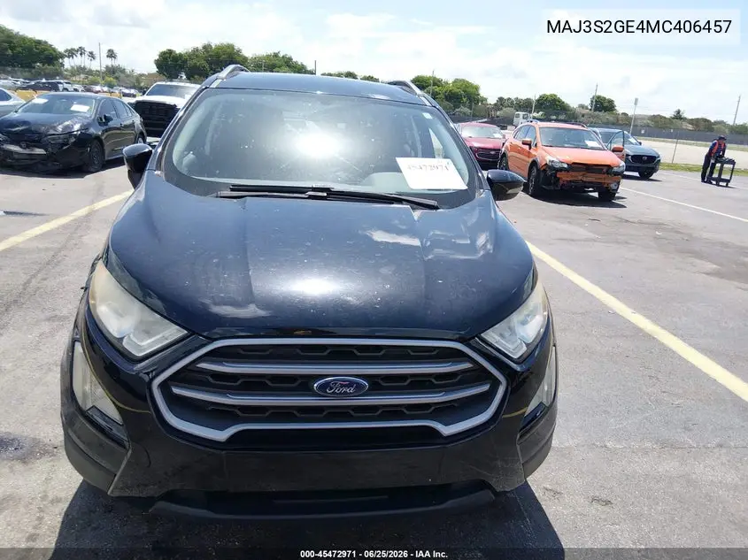 2021 Ford Ecosport Se VIN: MAJ3S2GE4MC406457 Lot: 45472971