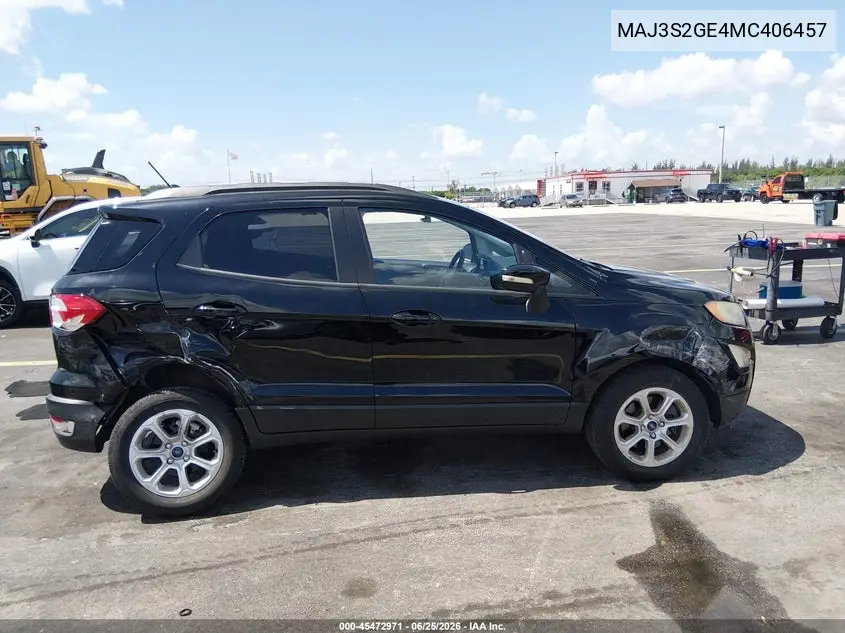2021 Ford Ecosport Se VIN: MAJ3S2GE4MC406457 Lot: 45472971