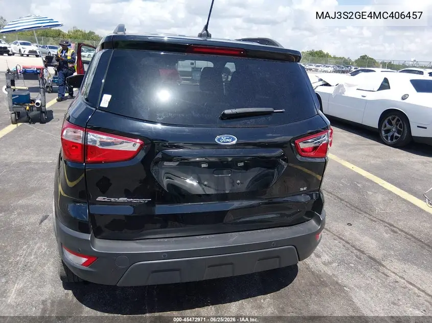 2021 Ford Ecosport Se VIN: MAJ3S2GE4MC406457 Lot: 45472971