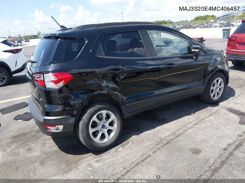 2021 Ford Ecosport Se VIN: MAJ3S2GE4MC406457 Lot: 45472971