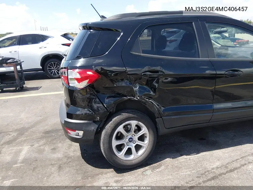 2021 Ford Ecosport Se VIN: MAJ3S2GE4MC406457 Lot: 45472971