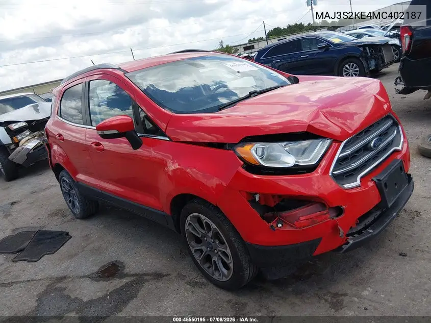 2021 Ford Ecosport Titanium VIN: MAJ3S2KE4MC402187 Lot: 45550195