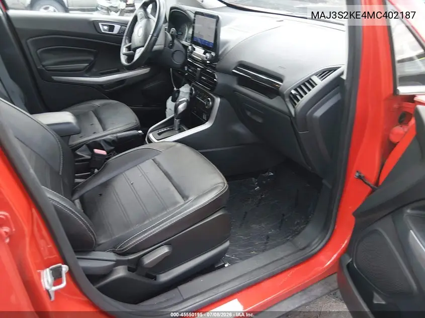 2021 Ford Ecosport Titanium VIN: MAJ3S2KE4MC402187 Lot: 45550195