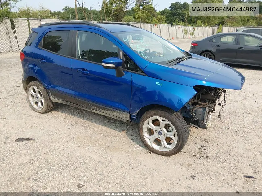 2021 Ford Ecosport Se VIN: MAJ3S2GE4MC444982 Lot: 45556570