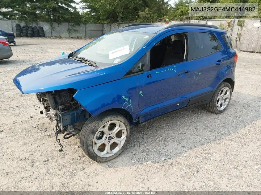 2021 Ford Ecosport Se VIN: MAJ3S2GE4MC444982 Lot: 45556570