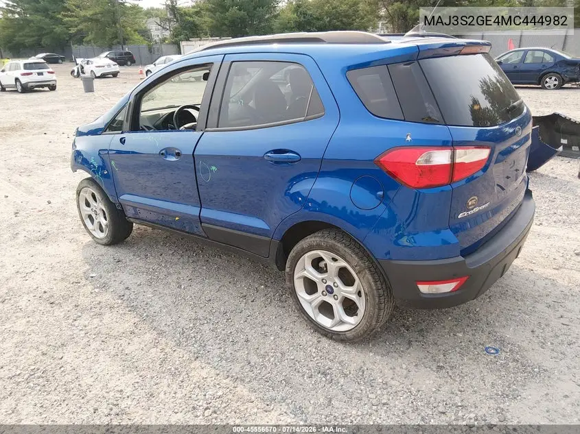 2021 Ford Ecosport Se VIN: MAJ3S2GE4MC444982 Lot: 45556570