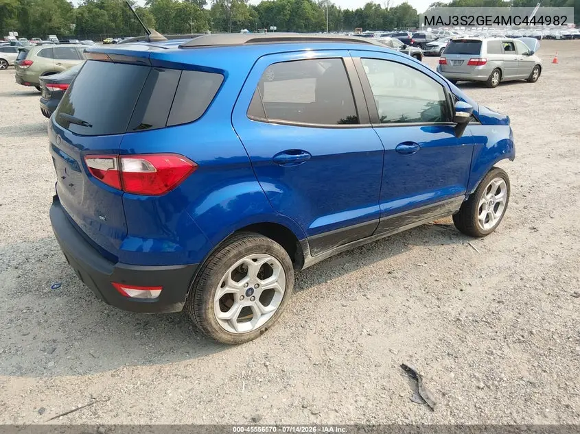 2021 Ford Ecosport Se VIN: MAJ3S2GE4MC444982 Lot: 45556570