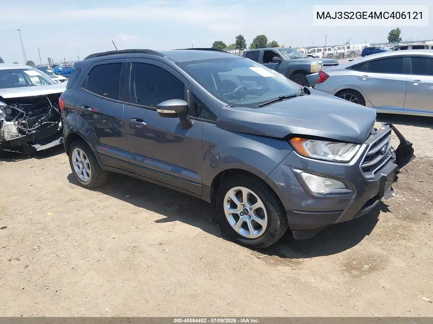2021 Ford Ecosport Se VIN: MAJ3S2GE4MC406121 Lot: 45564452