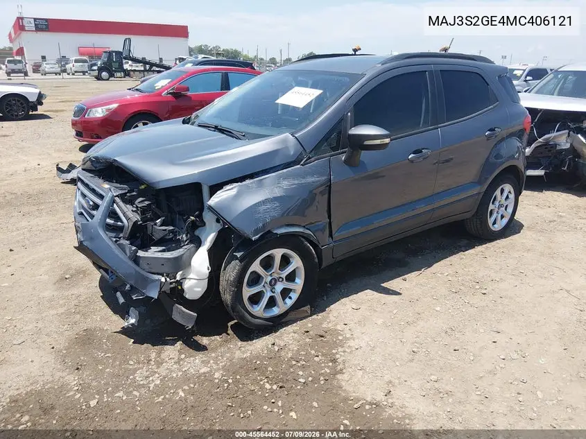 2021 Ford Ecosport Se VIN: MAJ3S2GE4MC406121 Lot: 45564452
