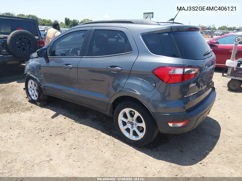 2021 Ford Ecosport Se VIN: MAJ3S2GE4MC406121 Lot: 45564452