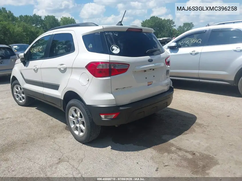 2021 Ford Ecosport Se VIN: MAJ6S3GLXMC396258 Lot: 45568710