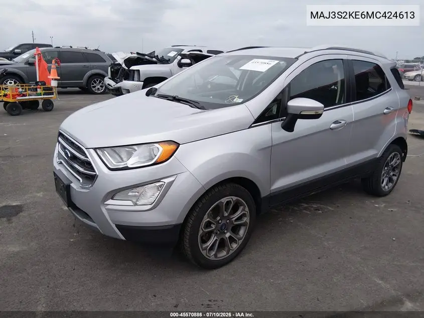 2021 Ford Ecosport Titanium VIN: MAJ3S2KE6MC424613 Lot: 45570886