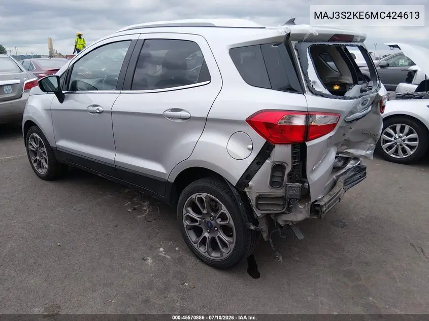 2021 Ford Ecosport Titanium VIN: MAJ3S2KE6MC424613 Lot: 45570886