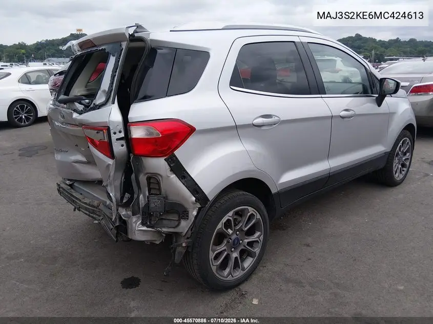 2021 Ford Ecosport Titanium VIN: MAJ3S2KE6MC424613 Lot: 45570886