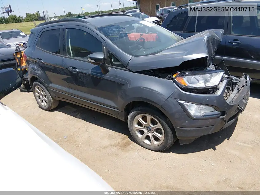 2021 Ford Ecosport Se VIN: MAJ3S2GE5MC440715 Lot: 45572787