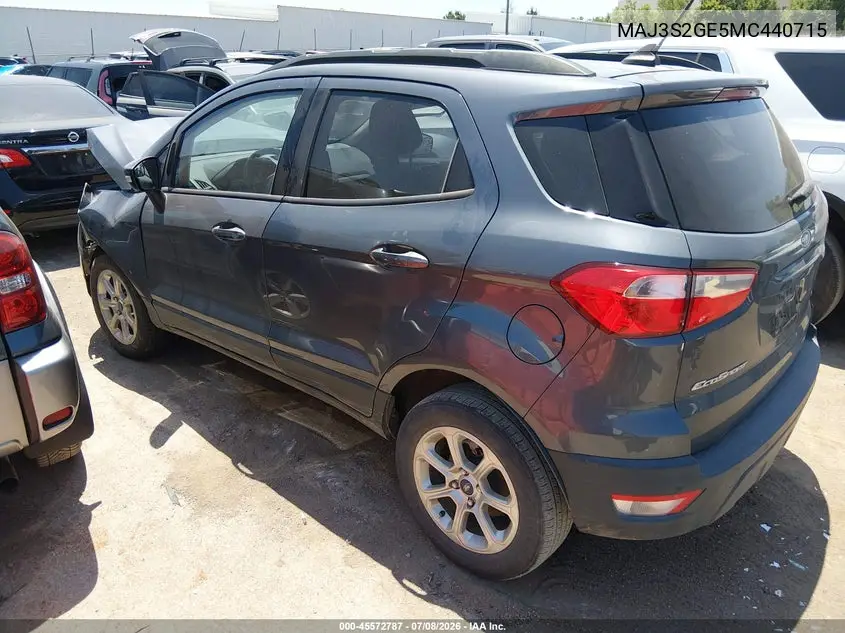2021 Ford Ecosport Se VIN: MAJ3S2GE5MC440715 Lot: 45572787