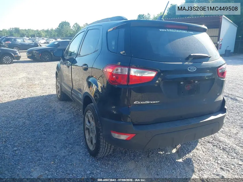 2021 Ford Ecosport Se VIN: MAJ3S2GE1MC449508 Lot: 45572843