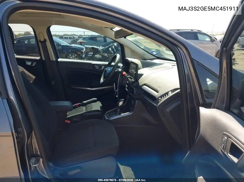 2021 Ford Ecosport Se VIN: MAJ3S2GE5MC451911 Lot: 45579676