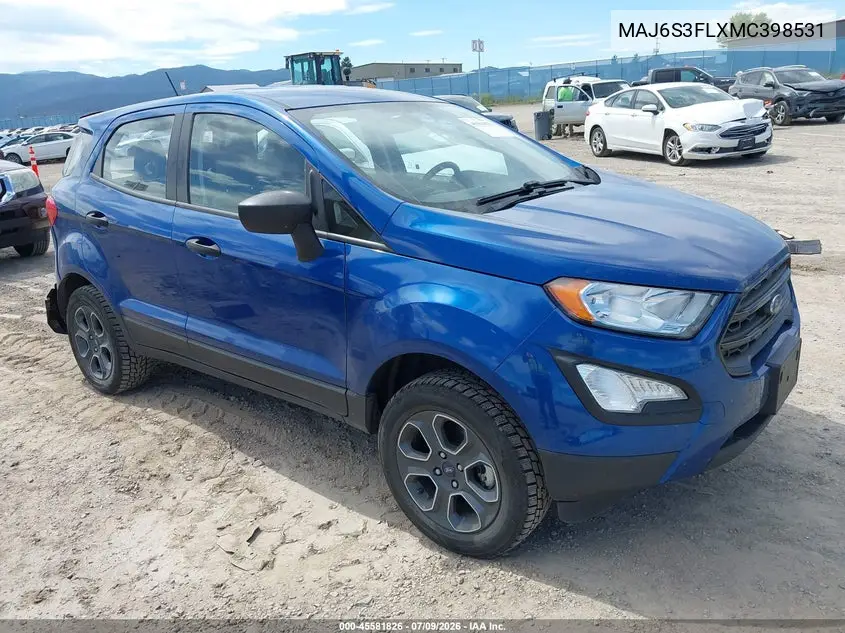 2021 Ford Ecosport S VIN: MAJ6S3FLXMC398531 Lot: 45581826