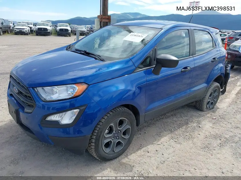2021 Ford Ecosport S VIN: MAJ6S3FLXMC398531 Lot: 45581826