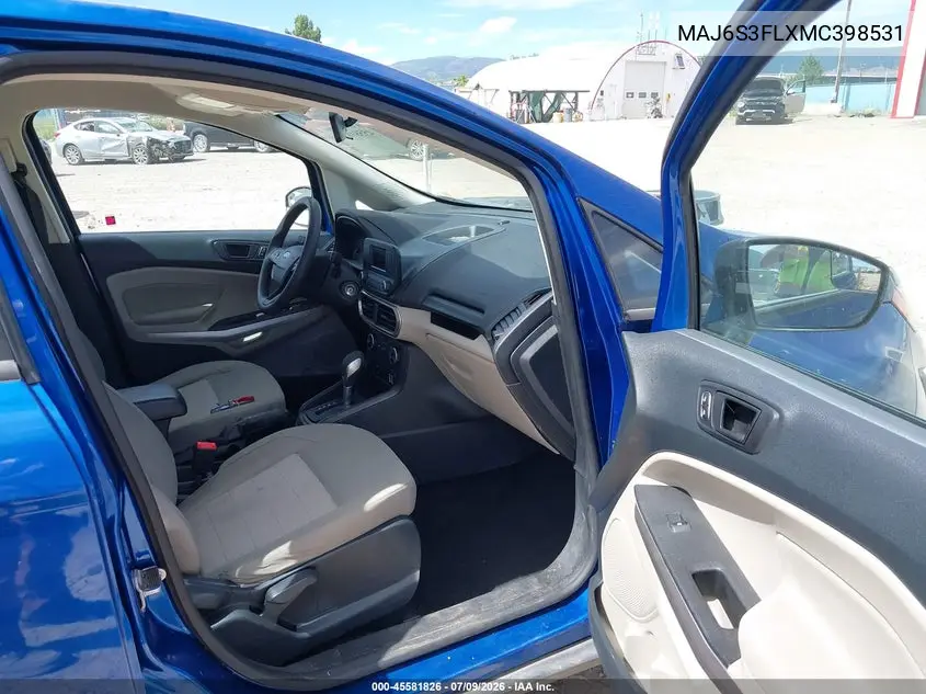 2021 Ford Ecosport S VIN: MAJ6S3FLXMC398531 Lot: 45581826