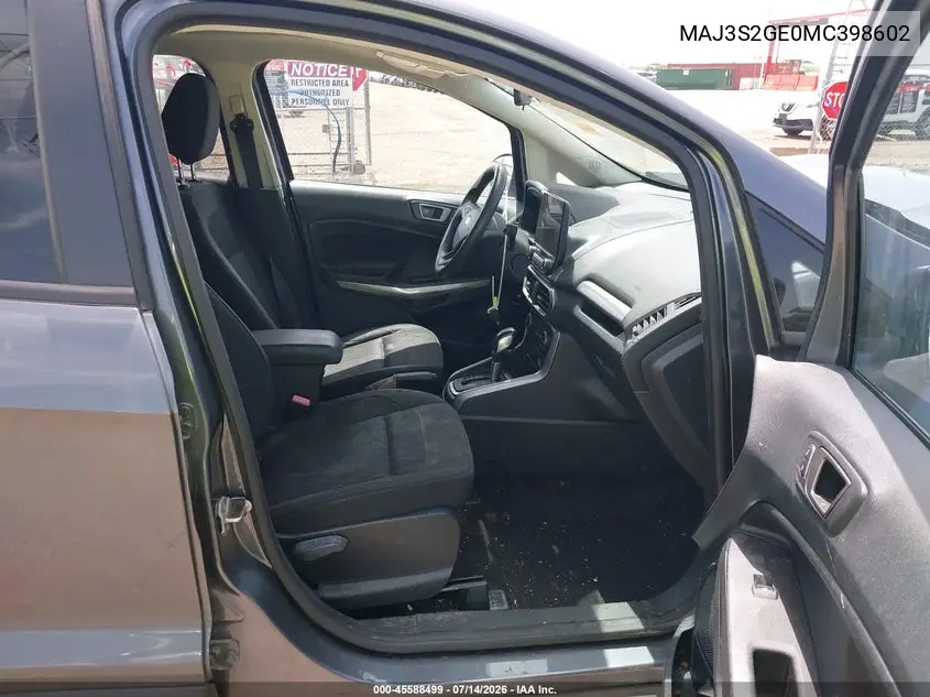 2021 Ford Ecosport Se VIN: MAJ3S2GE0MC398602 Lot: 45588499