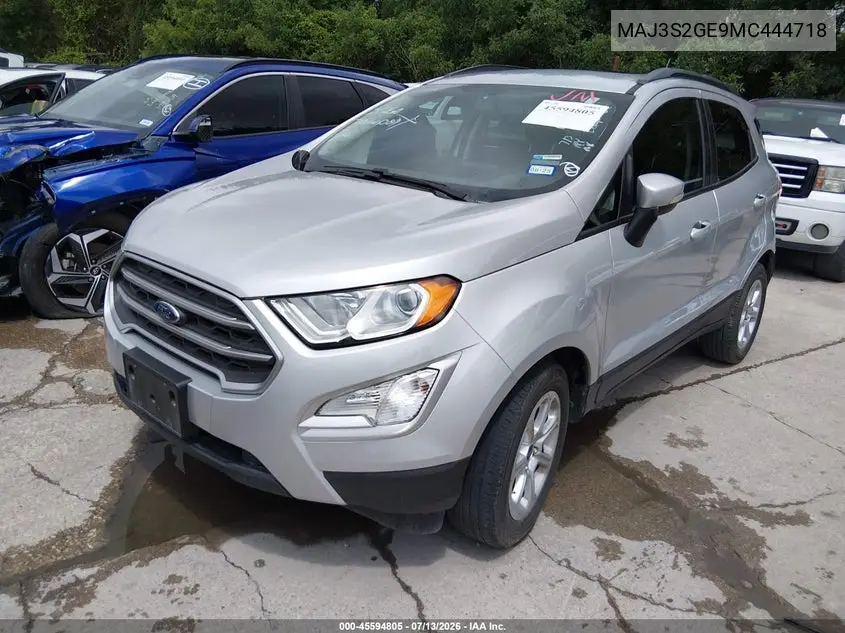 2021 Ford Ecosport Se VIN: MAJ3S2GE9MC444718 Lot: 45594805