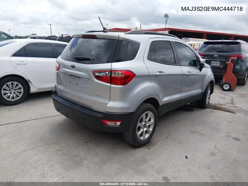 2021 Ford Ecosport Se VIN: MAJ3S2GE9MC444718 Lot: 45594805
