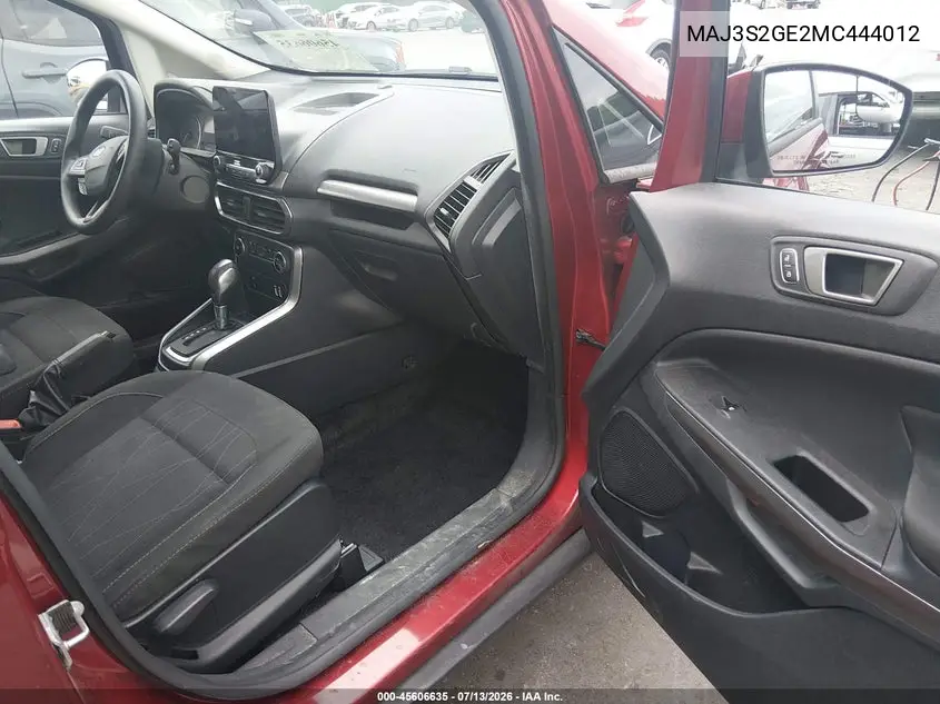 2021 Ford Ecosport Se VIN: MAJ3S2GE2MC444012 Lot: 45606635