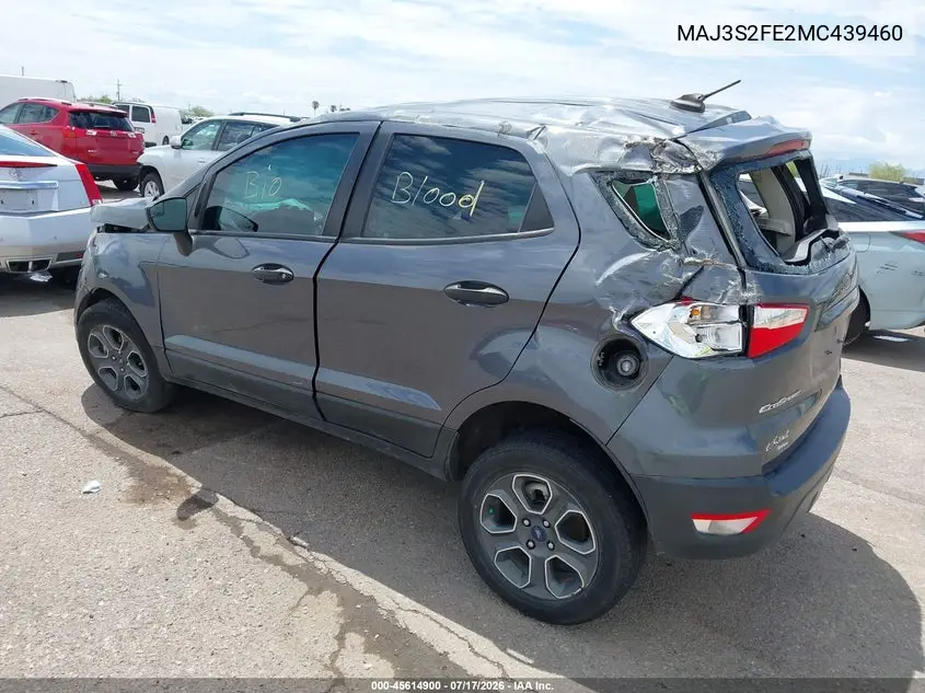 2021 Ford Ecosport S VIN: MAJ3S2FE2MC439460 Lot: 45614900
