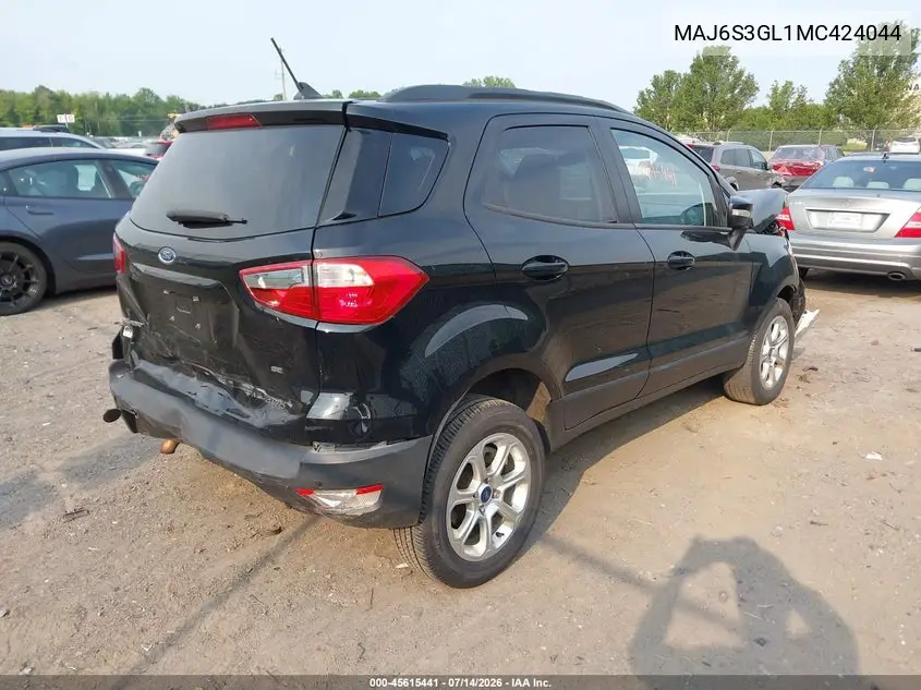 2021 Ford Ecosport Se VIN: MAJ6S3GL1MC424044 Lot: 45615441