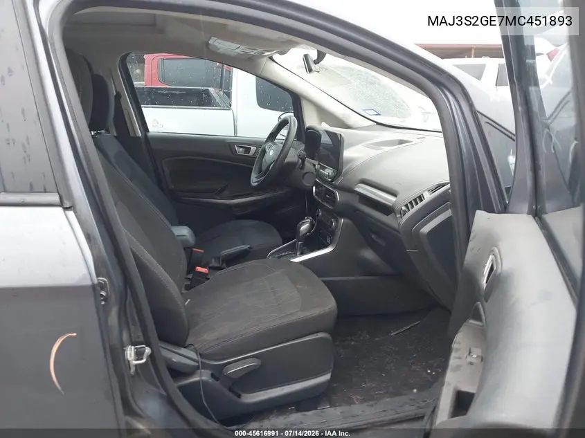 2021 Ford Ecosport Se VIN: MAJ3S2GE7MC451893 Lot: 45616991