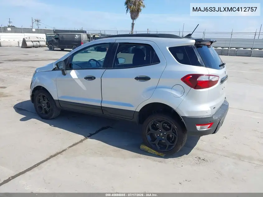 2021 Ford Ecosport Ses VIN: MAJ6S3JLXMC412757 Lot: 45666885